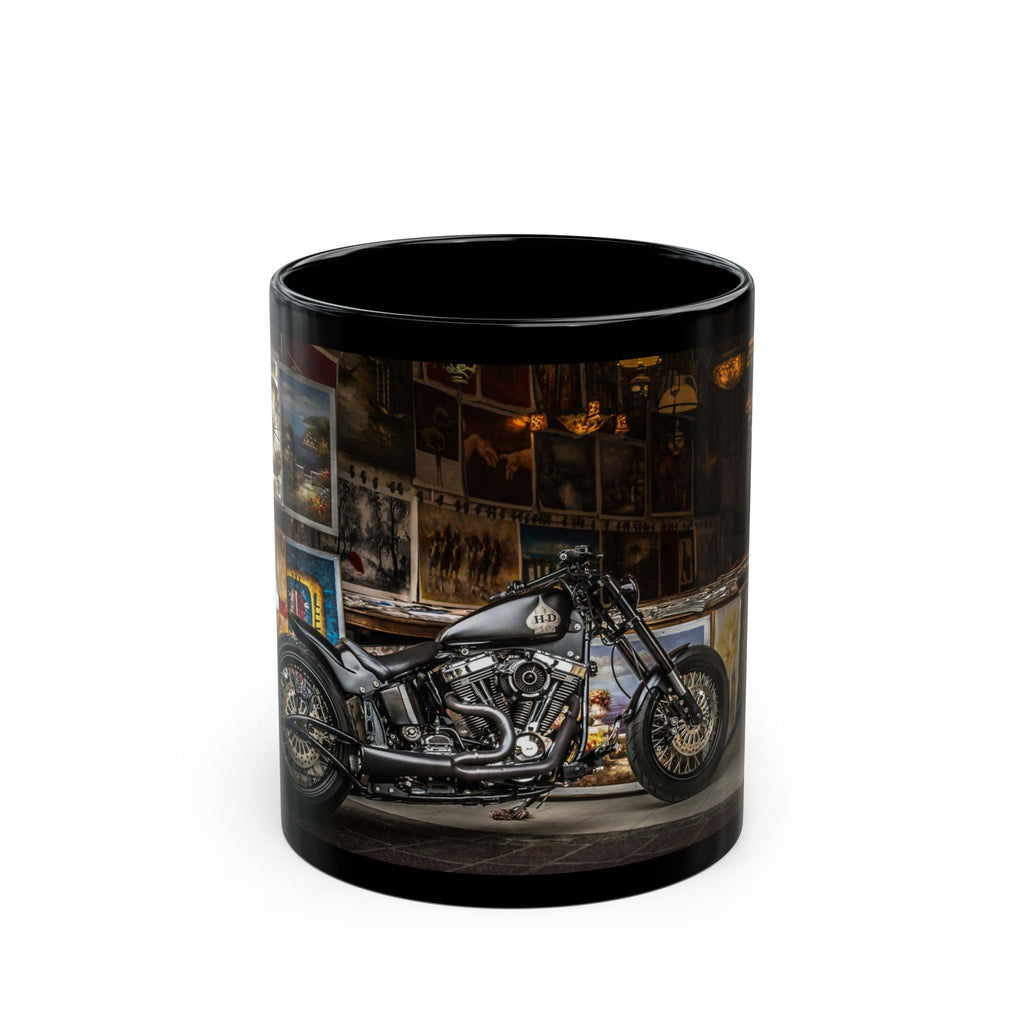 Motorcycle Lover's Black Mug, Biker Gift, Coffee Cup, Tea Mug, Custom Motorcycle Design, Perfect for Riders, Father's Day, Birthday