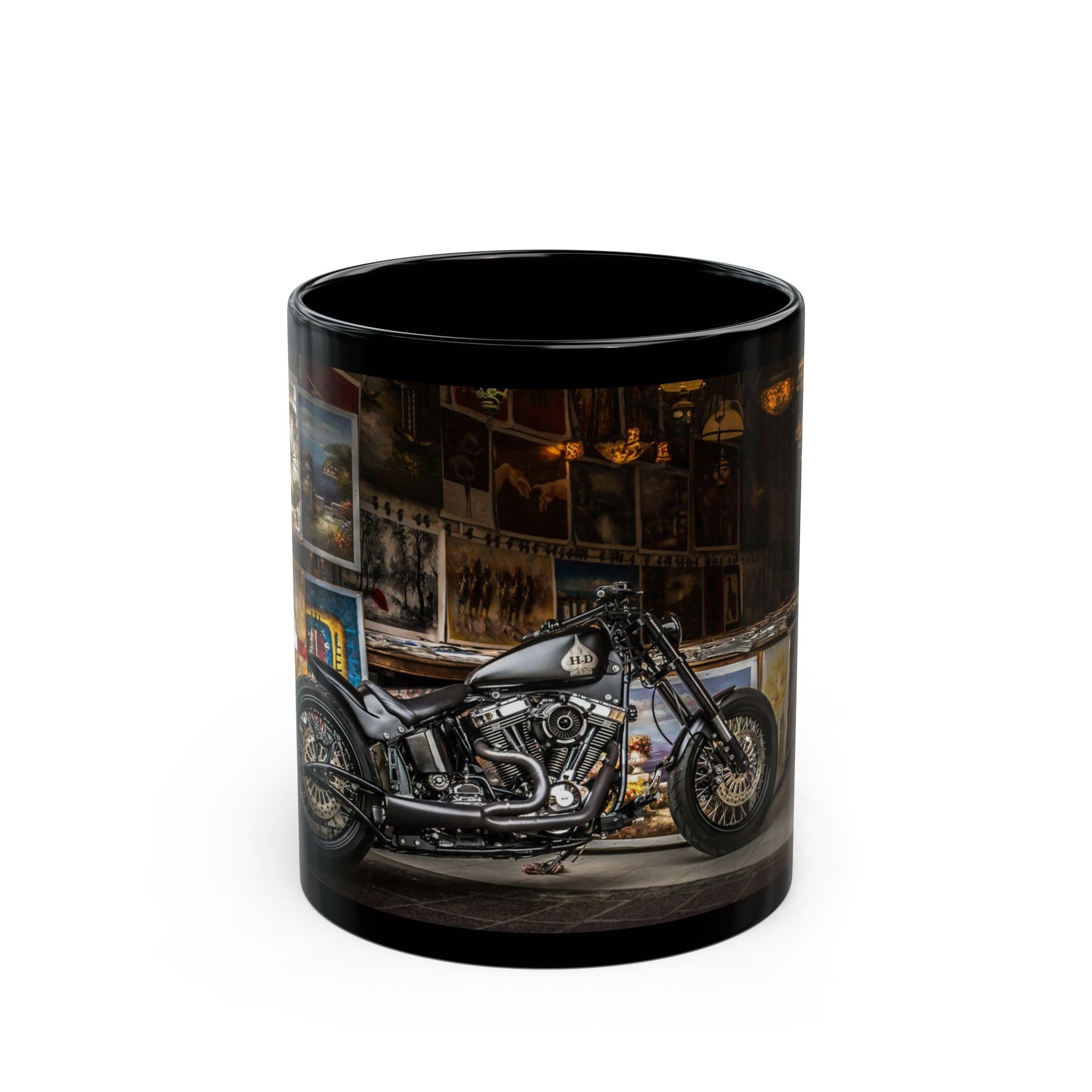 Motorcycle Lover's Black Mug, Biker Gift, Coffee Cup, Tea Mug, Custom Motorcycle Design, Perfect for Riders, Father's Day, Birthday