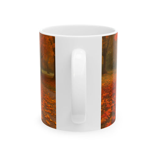Autumn Vibes Ceramic Mug, Cozy Coffee Cup, Fall Decor, Autumn Leaves Gift, Seasonal Beverage Mug