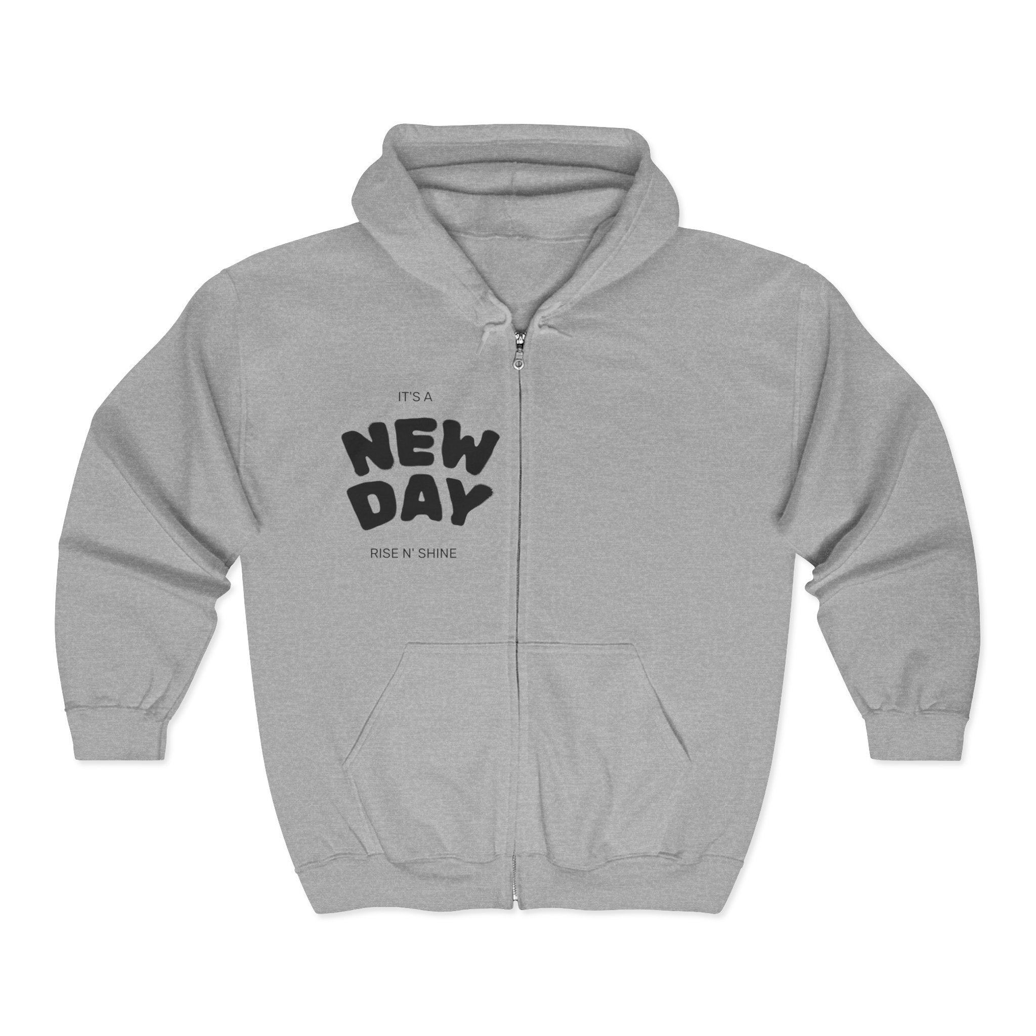 Unisex Heavy Blend Full Zip Hoodie - 'New Day' Positive Vibe Sweatshirt, Great for Gifts, Layering, Casual Wear, Affirmation Apparel