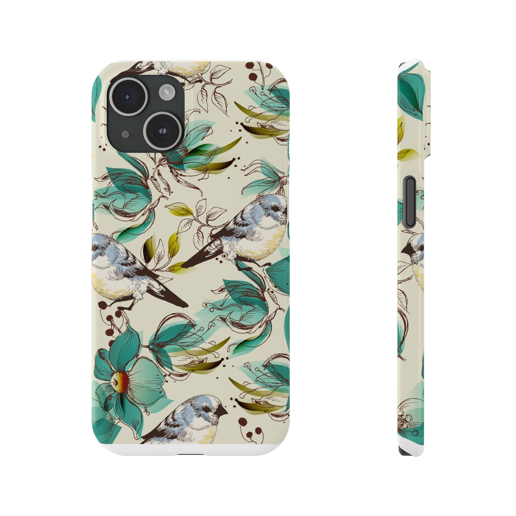 Nature-Inspired Slim Phone Case with Floral and Bird Design | Perfect Gift for Nature Lovers, Bird Enthusiasts, Floral Aesthetic