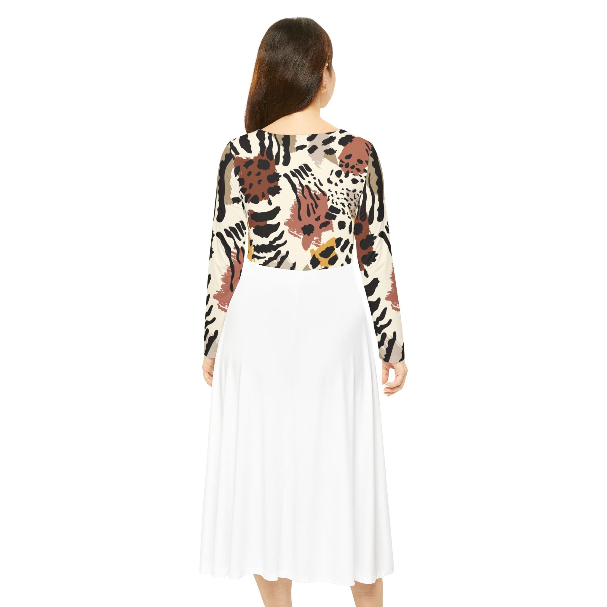 Boho Chic Women's Long Sleeve Dance Dress, Perfect for Parties, Dance Recitals, Spring Gatherings, Floral Print Dress, Stylish Casual Wear
