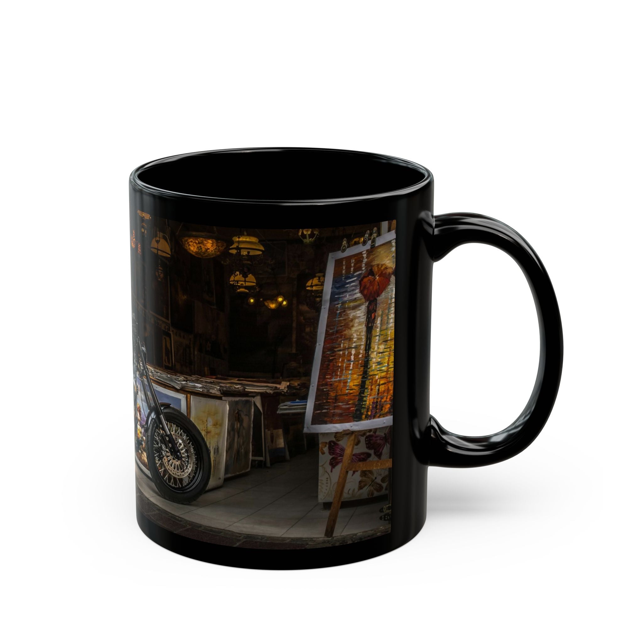 Motorcycle Lover's Black Mug, Biker Gift, Coffee Cup, Tea Mug, Custom Motorcycle Design, Perfect for Riders, Father's Day, Birthday