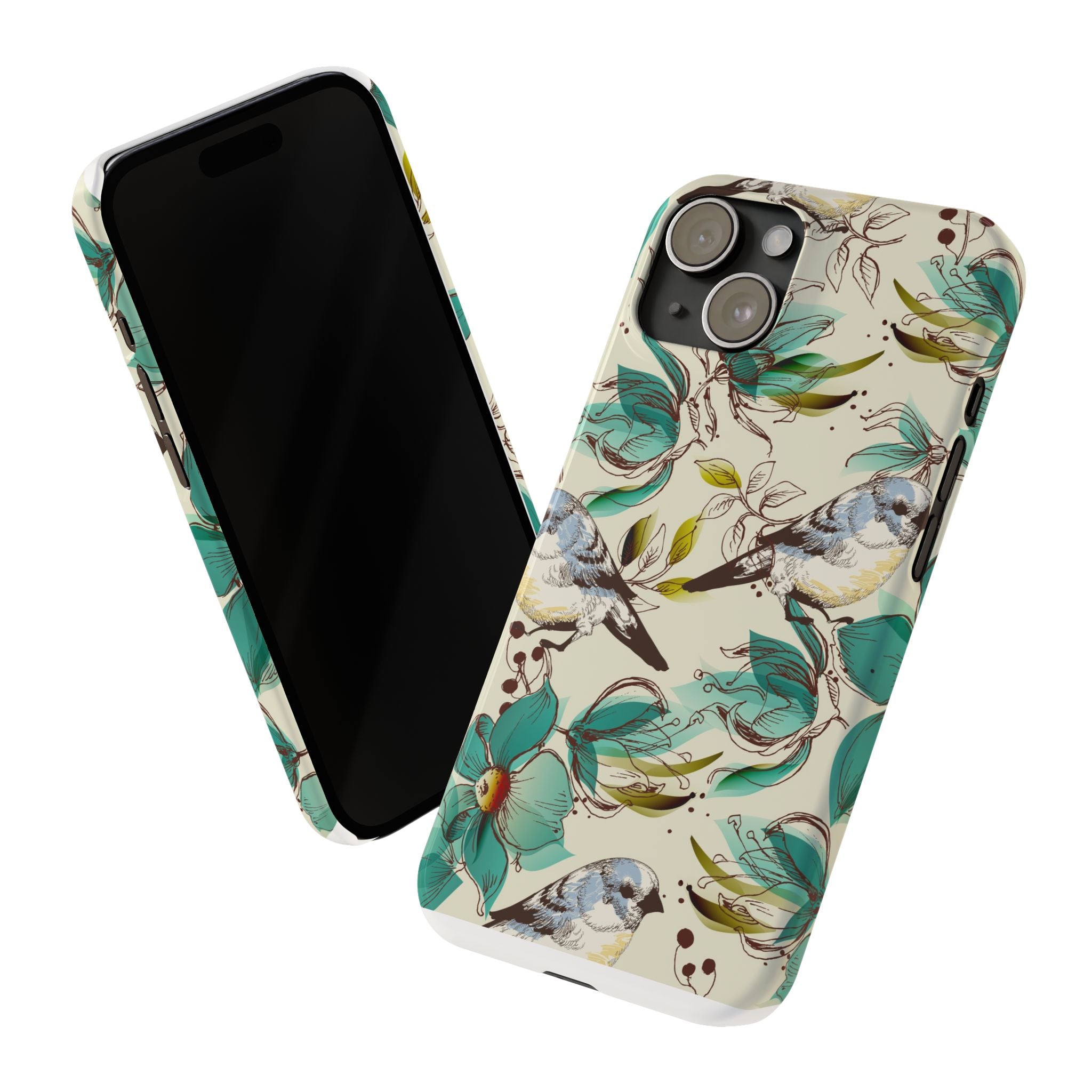 Nature-Inspired Slim Phone Case with Floral and Bird Design | Perfect Gift for Nature Lovers, Bird Enthusiasts, Floral Aesthetic