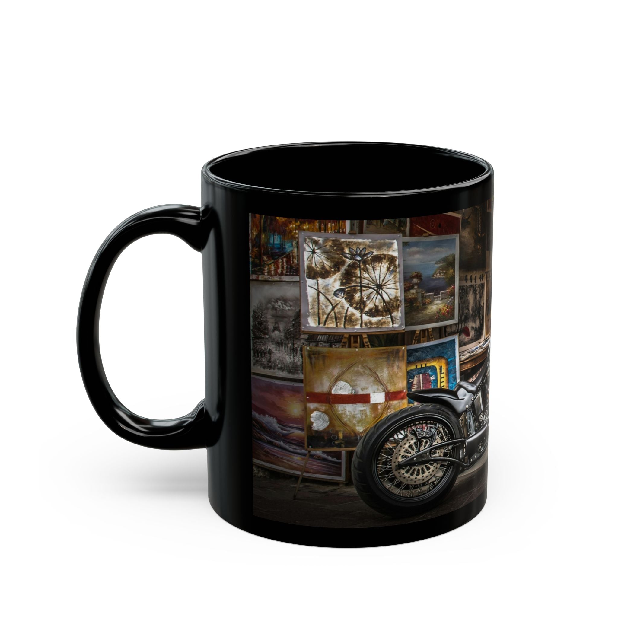 Motorcycle Lover's Black Mug, Biker Gift, Coffee Cup, Tea Mug, Custom Motorcycle Design, Perfect for Riders, Father's Day, Birthday