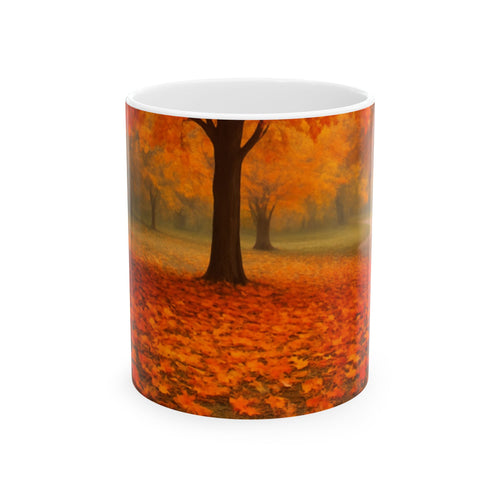 Autumn Vibes Ceramic Mug, Cozy Coffee Cup, Fall Decor, Autumn Leaves Gift, Seasonal Beverage Mug