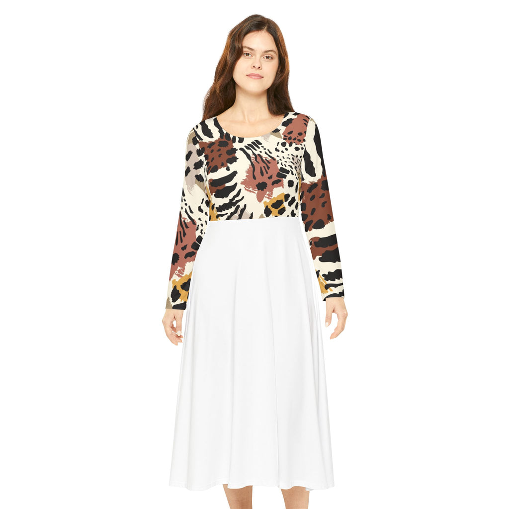 Boho Chic Women's Long Sleeve Dance Dress, Perfect for Parties, Dance Recitals, Spring Gatherings, Floral Print Dress, Stylish Casual Wear