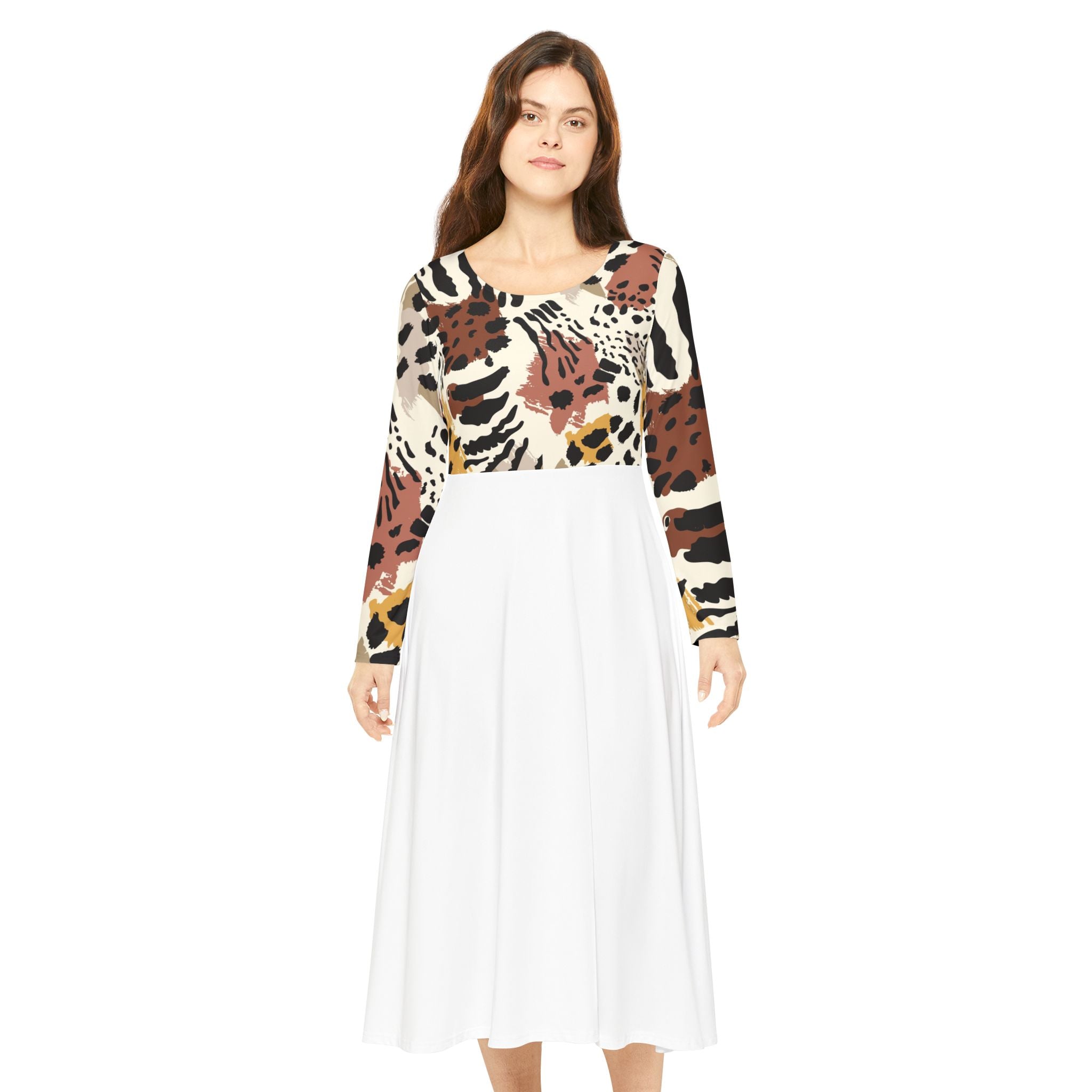 Boho Chic Women's Long Sleeve Dance Dress, Perfect for Parties, Dance Recitals, Spring Gatherings, Floral Print Dress, Stylish Casual Wear
