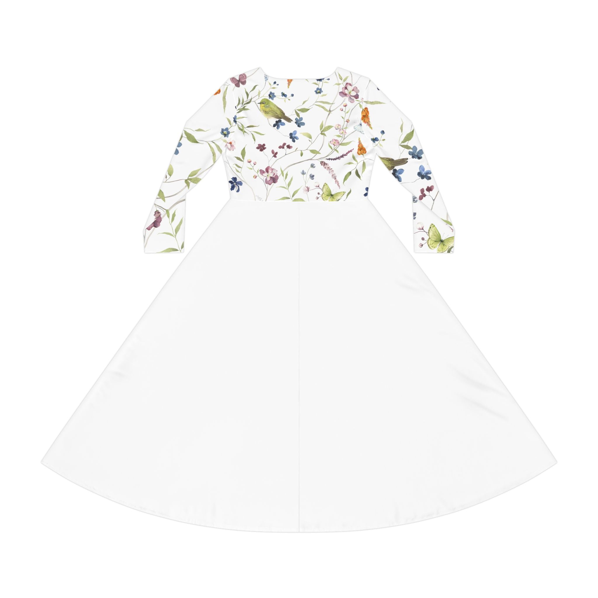Floral Women's Long Sleeve Dance Dress, Elegant Party Dress, Bohemian Style, Wedding Guest Outfit, Spring Dress, Dance Apparel