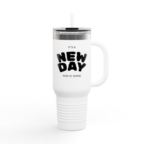 40oz Insulated Travel Mug - Motivational 'It's a New Day' Design, Perfect for Coffee Lovers, On-the-Go, Gifts, and Daily Use