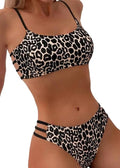 NINEXIS Leopard Print Bikini Two Piece Swimsuit, S/M/L, Black, Polyamide Elastane Blend