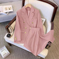 Women’s Relaxed Fit Blazer and Pants Two-Piece Set: Pink / L