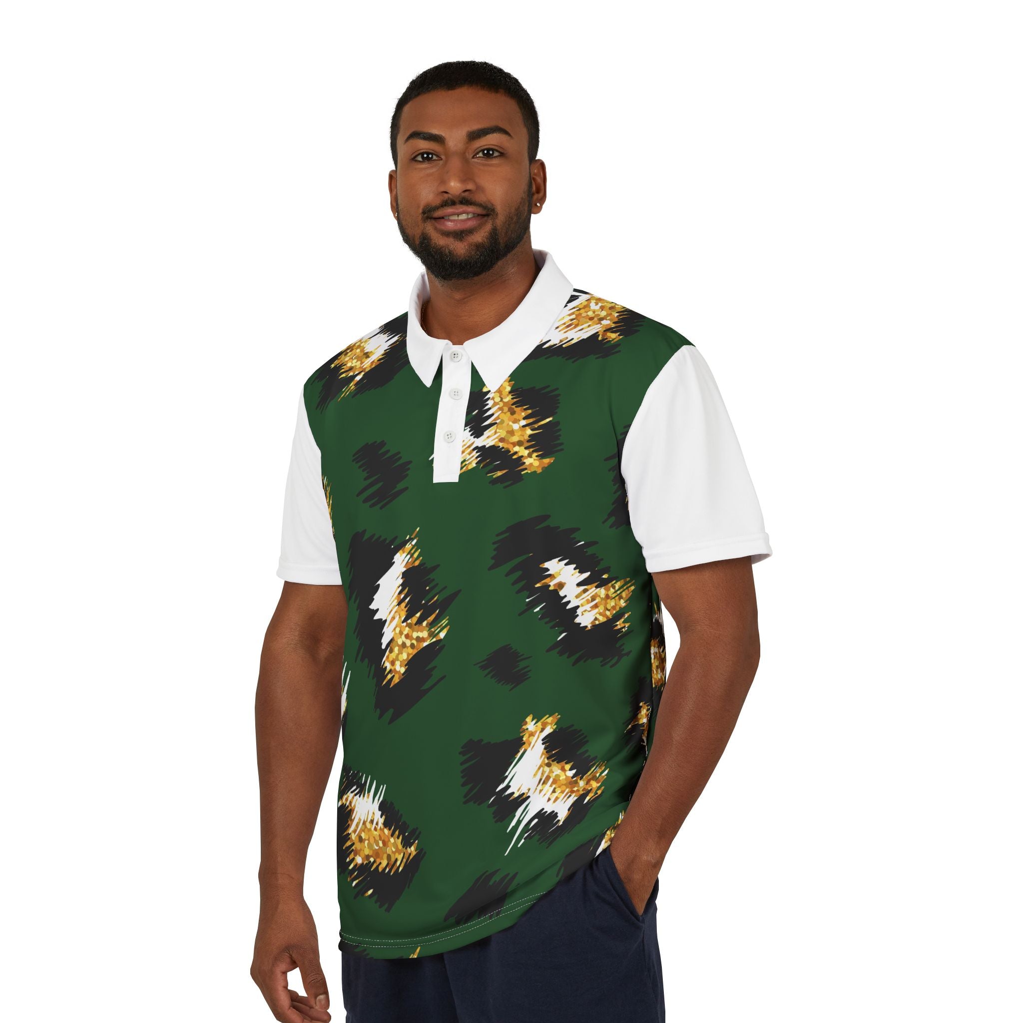 Stylish Unisex Polo Shirt with Bold Leopard Print, Trendy Casual Wear, Summer Fashion, Gift for Fashion Lovers, Unique Animal Print Apparel