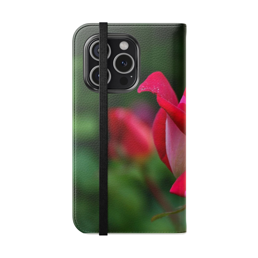 Rose Floral Flip Case, Elegant Phone Cover, Gift for Her, Stylish Smartphone Wallet, Mother's Day Accessory, Chic Tech Gear