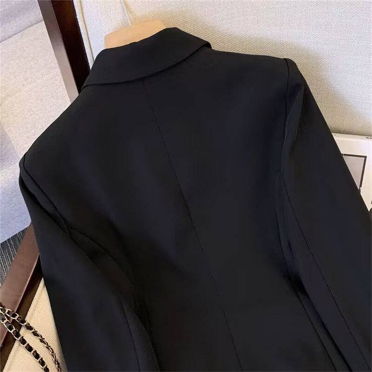 Women’s Relaxed Fit Blazer and Pants Two-Piece Set: Black / S