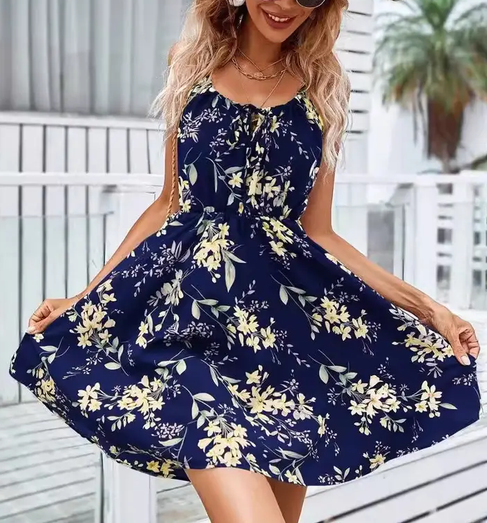 Elegant Sleeveless Pullover Spaghetti Strap Short Skirt: Black / S