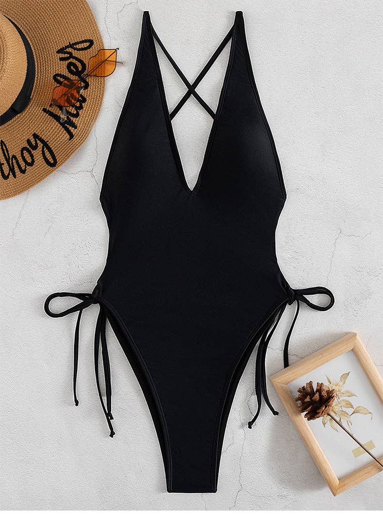 Ladies Solid Color Halter Neck Bikini Set RFD2109: Army / S