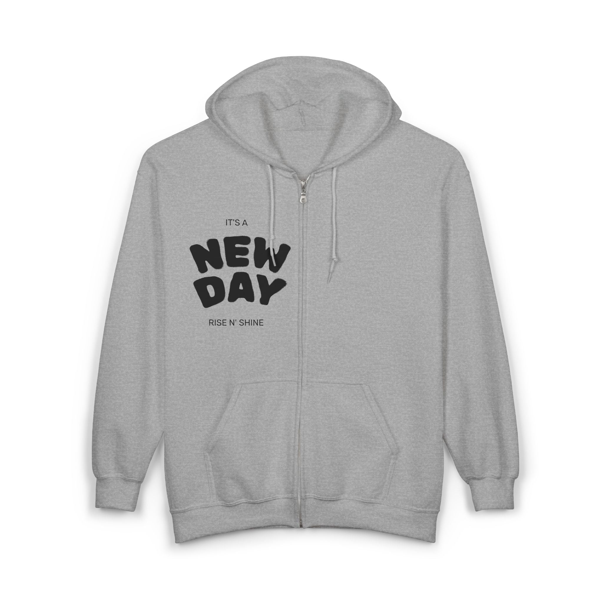 Unisex Heavy Blend Full Zip Hoodie - 'New Day' Positive Vibe Sweatshirt, Great for Gifts, Layering, Casual Wear, Affirmation Apparel
