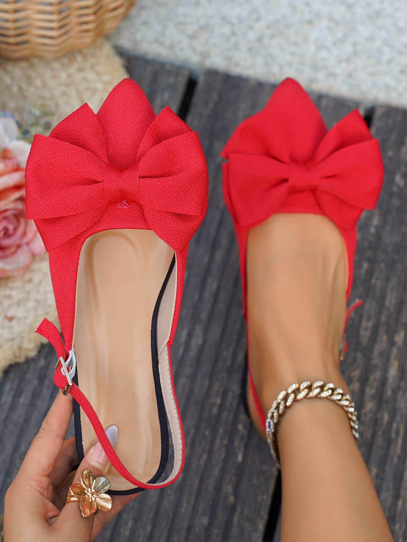 Women’s Bow Slingback Flats Elegant Pointed Toe Sandals: Black / 41