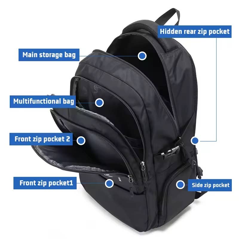 Multi-Use Backpack for School, Work, and Outdoor Travel: Black
